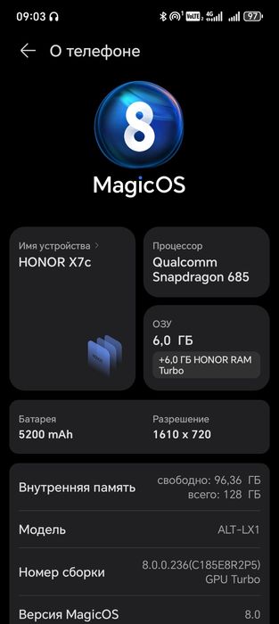 Продам смартфон HONOR X7c в хорошем состоянии