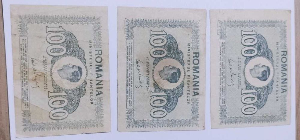 3 Bancnote de 100 LEI 1945 - Regele Mihai I