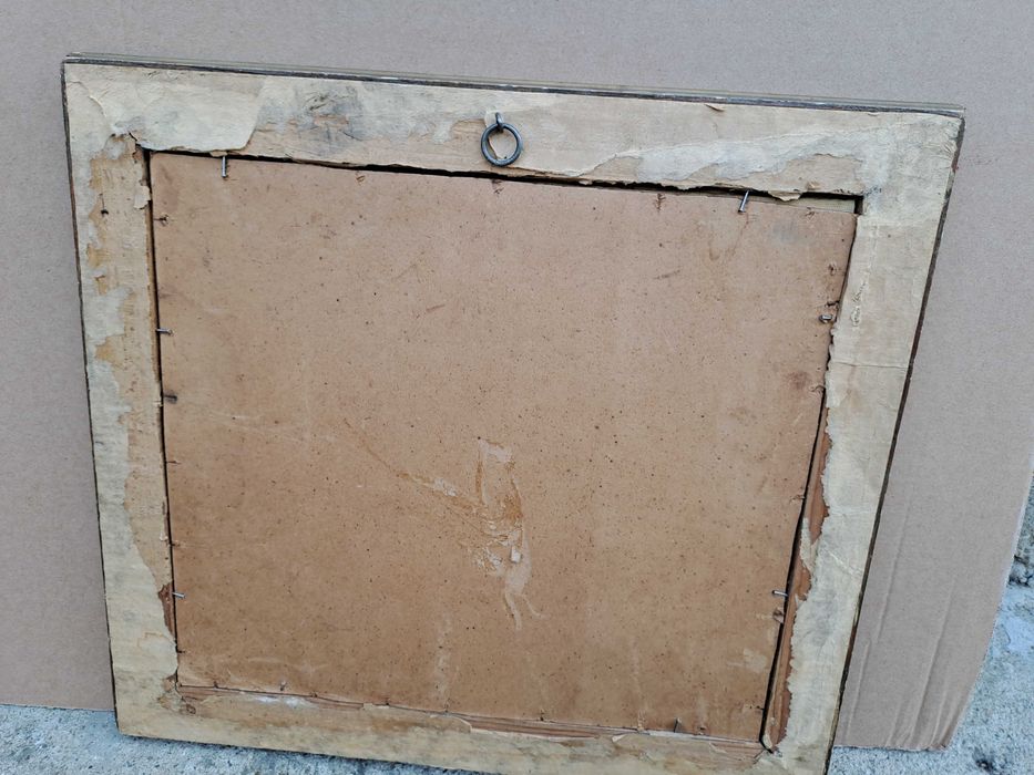 tablou vechi pictura pe carton gros 43/40 cm semnat