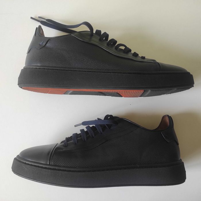 TEODOR -  тъмно сини кецове с десенирана кожа и лого