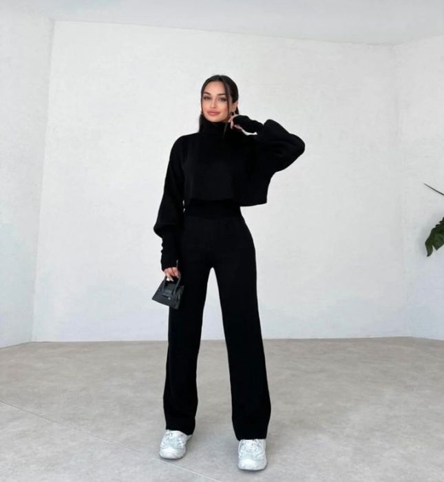 Черен топъл сет от 2 части