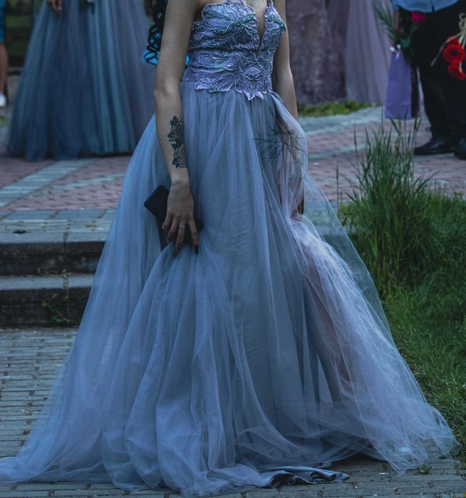 Сиво лилава бална рокля