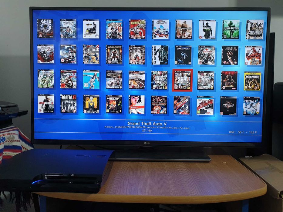 PS3 modat CFW 500 GB + 60 jocuri (GTA V, Red Dead, God of War, NFS)