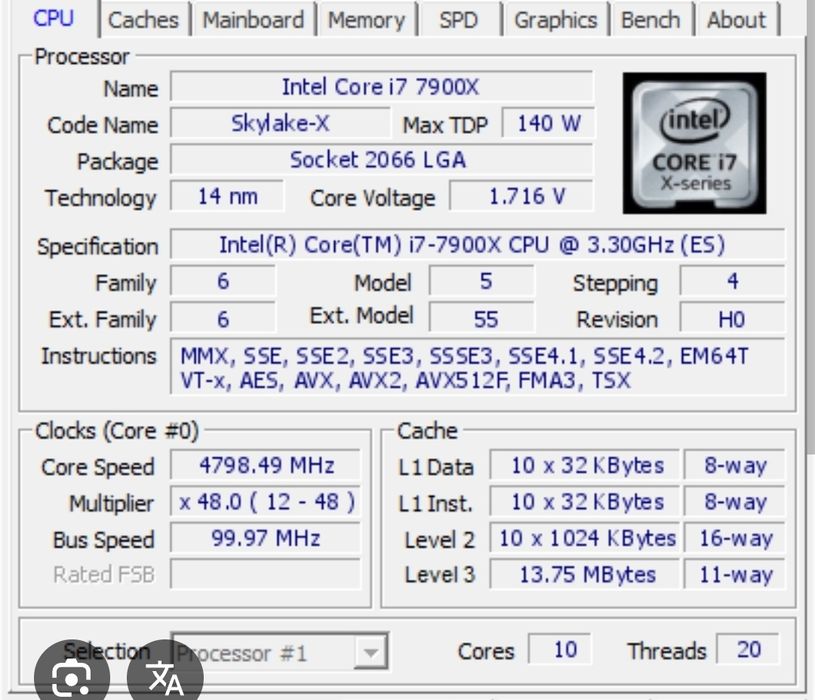 i7 7900x +asus x299