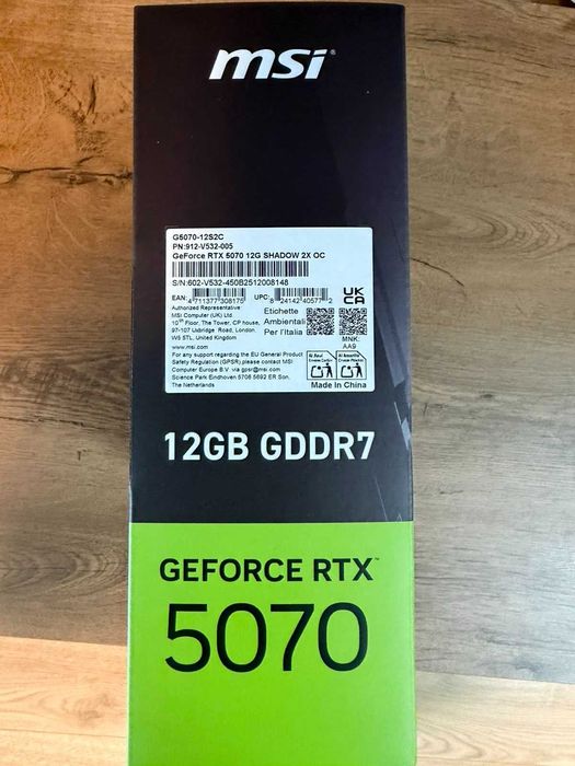 Видео карта RTX 5070 OC 12GB – НОВА, Запечатана, Гаранция