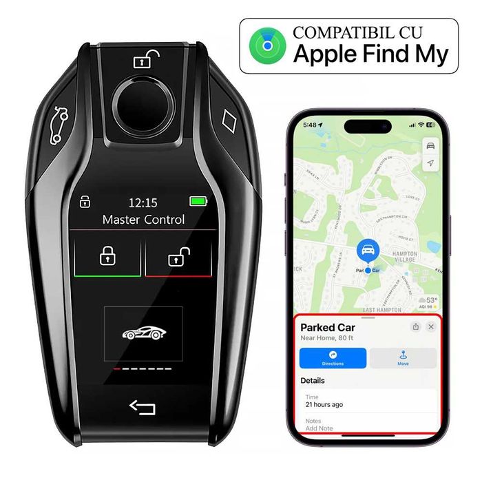 Cheie auto iSmartKey cu ecran LCD, Apple FindMy, Keyless Go, model BMW
