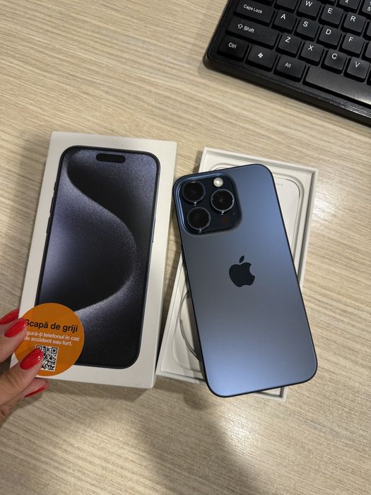 iPhone 15 Pro, 256GB, 5G, Blue Titanium, Impecabil/CA NOU!!!
