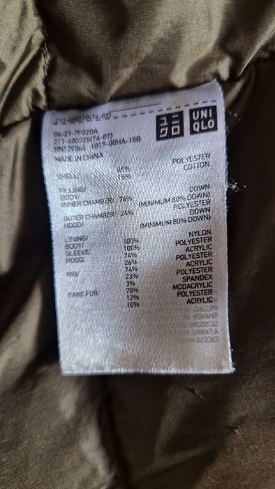 Geaca parka Uniqlo puf XS
