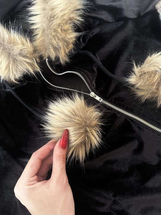 Luxury Black Velvet Hoodie with Faux Fur Custom Statement Piece