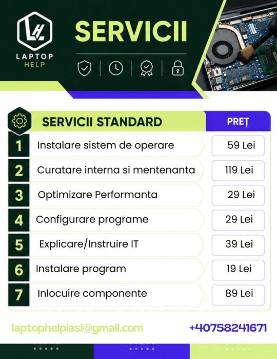 LaptopHelp Iasi - Servicii mentenanta / Instalare Windows/ Curatare