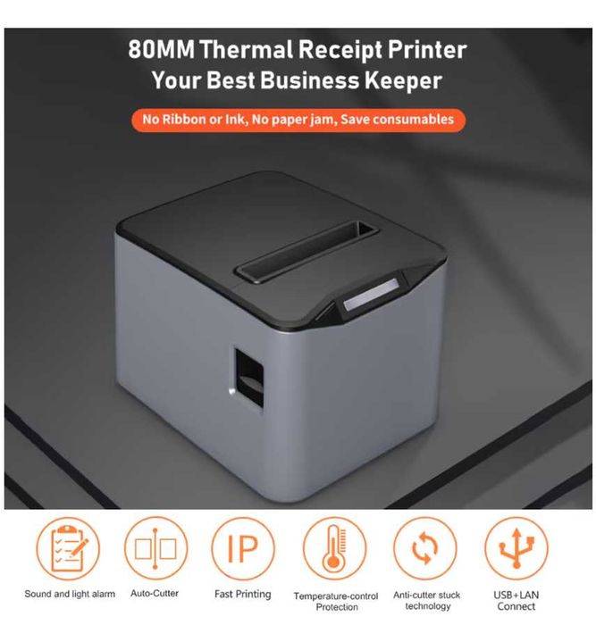 Imprimantă termică de chitanțe Bisofice 80 mm USB+LAN 220 mm/s ESC/POS