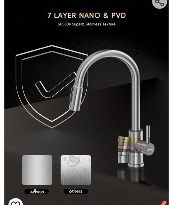 Baterie de bucatarie din nichel  cu pulverizator rabatabil