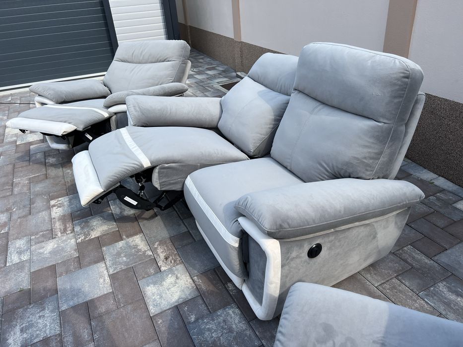 Set Canapea ~ Canapele 2 - 1 - 1 Catifea cu Recliner electric NOU