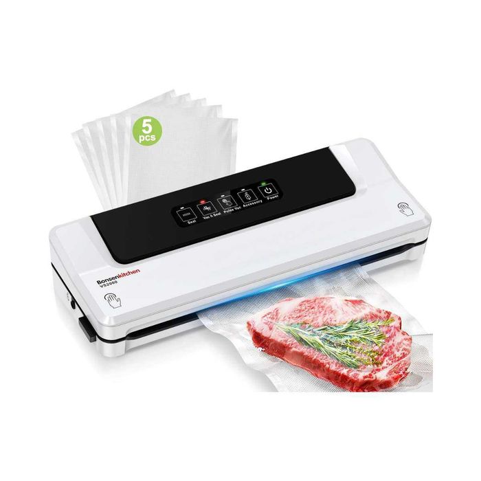 Уред за вакуумиране Bonsenkitchen 4-в-1 – Комплект с 40 торбички, за Sous Vide
