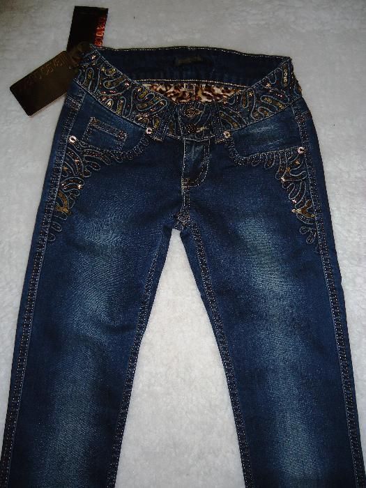 Blugi skinny dama sexy talie joasa paiete margele cristale aurii