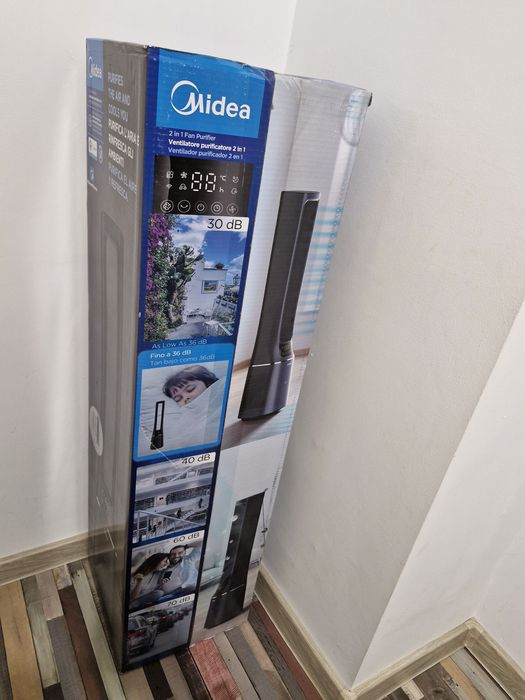 Ventilator turn cu purificare aer Midea AMS150-PBW, Smart WiFi