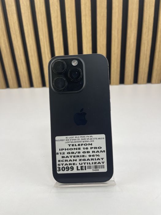 Iphone 16 Pro 512GB / 96% Bat Ecran zgariat FACTURA/GARANTIE #54088