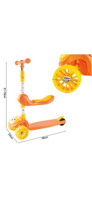 Trotineta pliabila cu 3 roti 2 in 1, MalPlay, noua