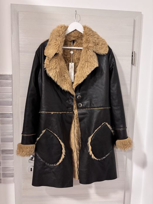 Haină de piele îmblănita Denny Rose nouă