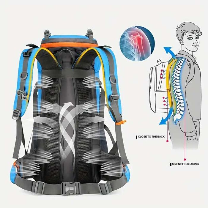 Професионална олекотена туристическа раница, непромокаема, 65+5 L