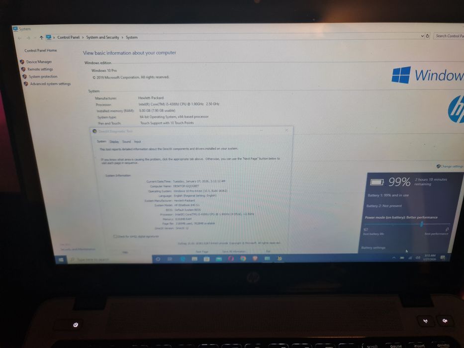 Hp EliteBook 840 G1 Touchscreen i5-4300U 8gb ram, ssd 128gb, 2 ore bat