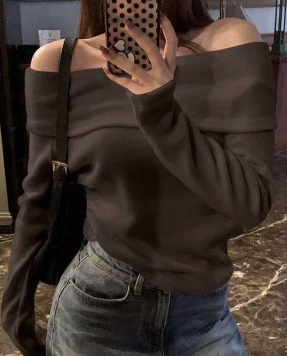 Open shoulder off shoulder knit | Блуза с голи рамене