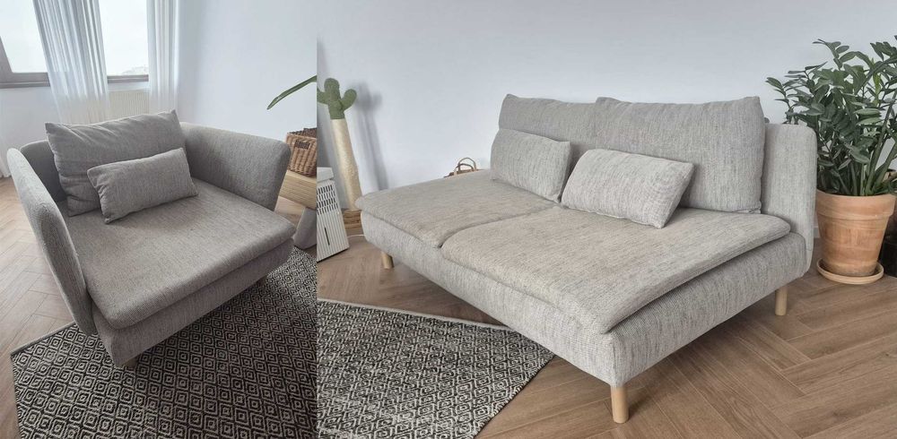 Canapea 3 locuri + fotoliu Ikea Soderhamn bej/maro