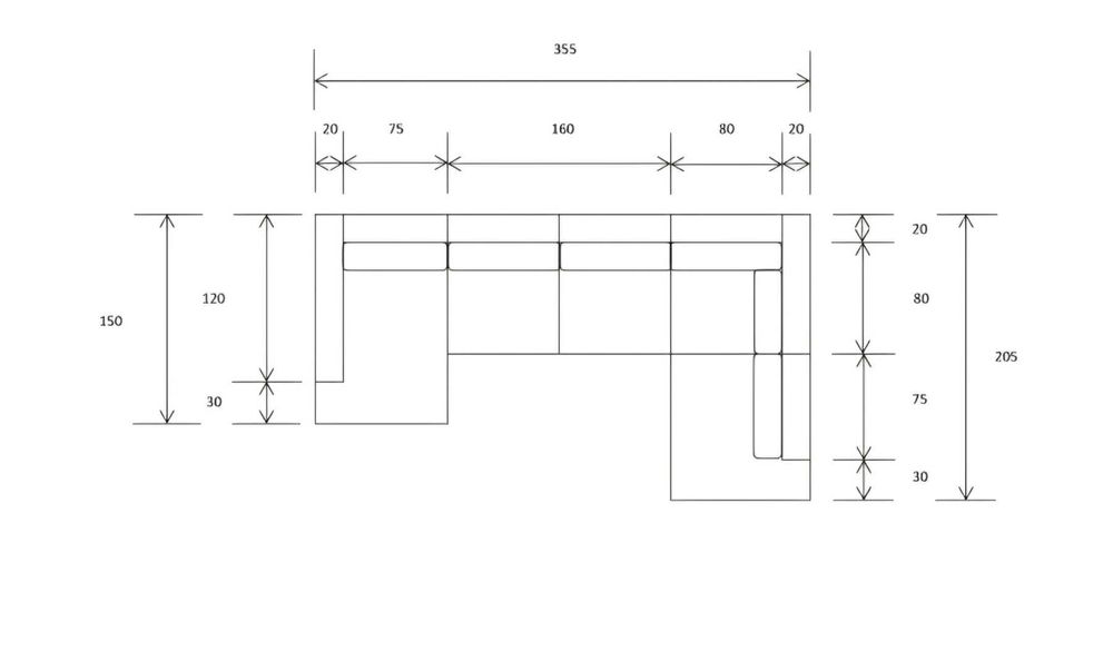 П образен диван + задна табуретка