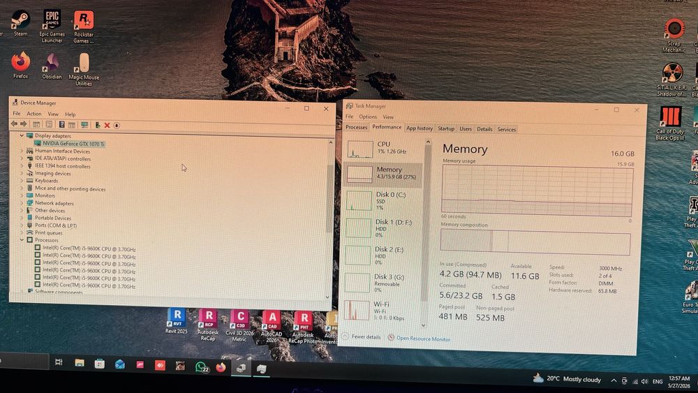 PC Gaming i5-9600k, GTX 1070Ti, 16GB RAM