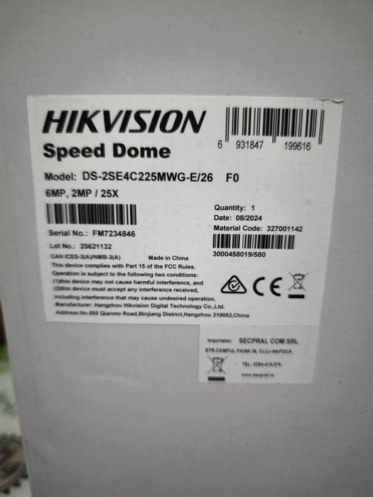 Speed Dome TandemVu Hikvision  6+2MP, 25x zoom optic, PTZ, Iluminare duala, IP66