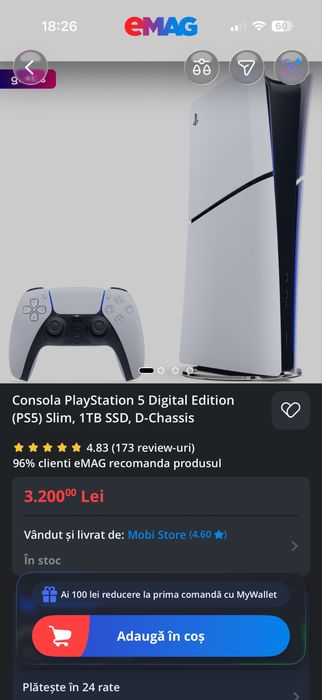 Pret fix / PS5 Slim Digital Garantie ultimul model Playstation 5