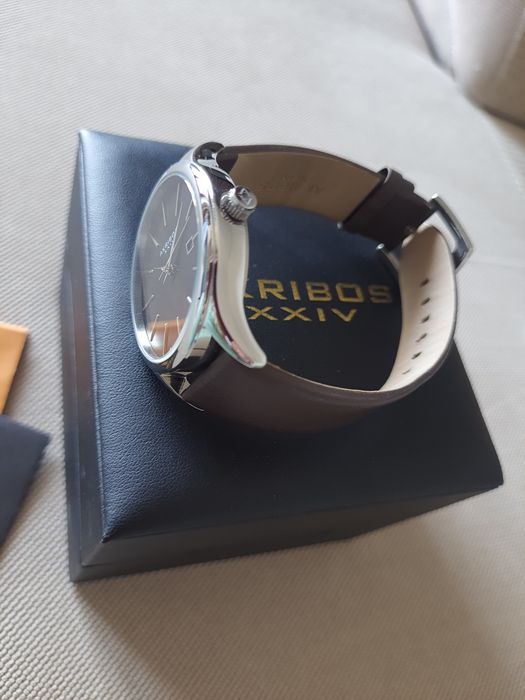 Ceas barbatesc Akribos XXIV - cu  bratara din piele