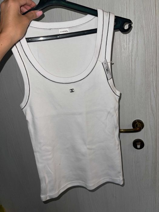 chanel шанел бял топ потник потниче горница черна тениска бяла блуза