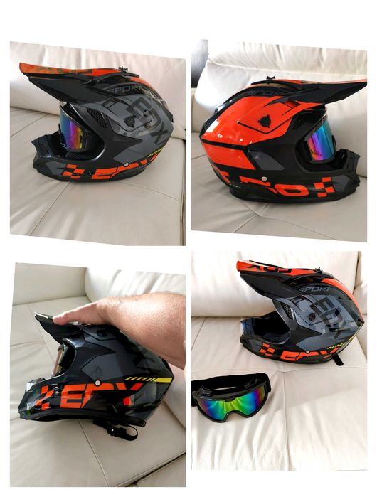 Casca Moto (mărime M 57-58 ) Casca Motor Scuter Enduro ATV Moto Cross Trotineta Electrica Kukirin Xiaomi + Ochelari + Cagula