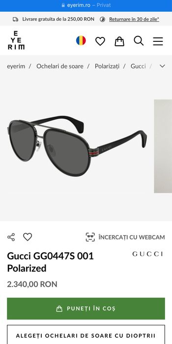 Ochelari de soare Gucci 0447S-001 Barbati what- app răspund la mesaje