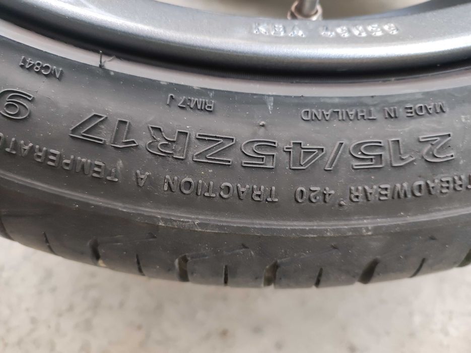 jante 17 , 7.0jx17h2 , 5 prezoane 100, et45, 215/45/17 cauciucuri