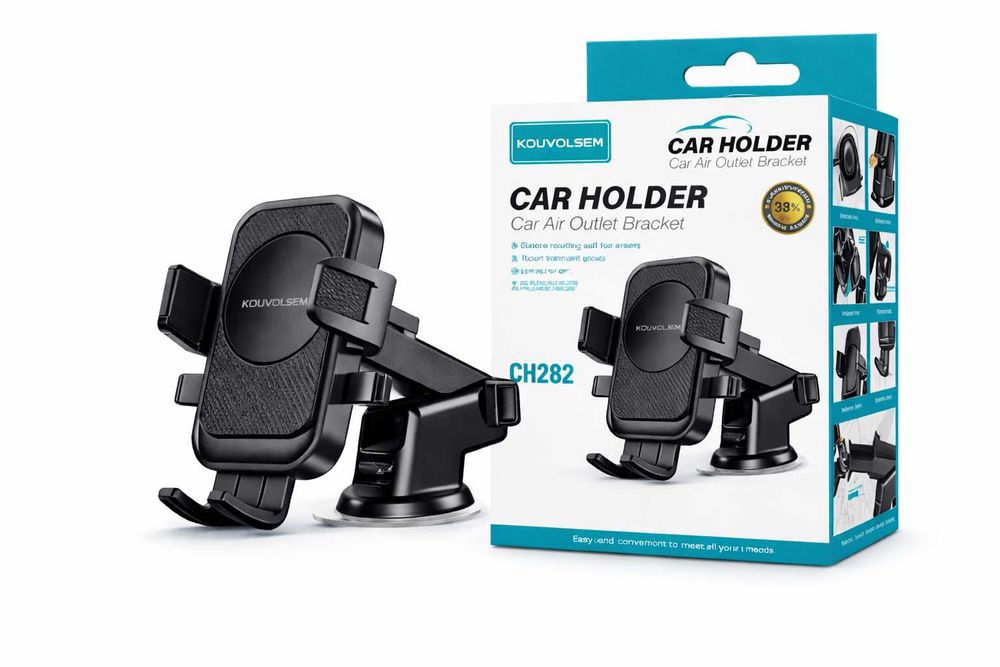 Suport auto telefon universal KOUVOLSEN CH282, adeziv 3M, rotatie 360