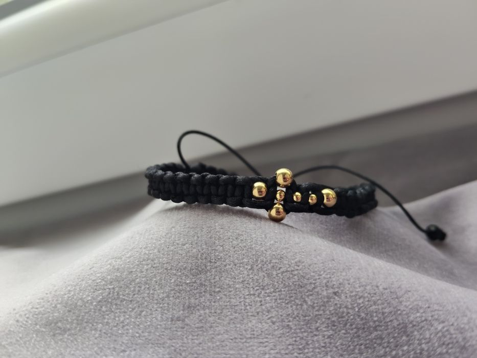 Brățară cu aur filat, unisex, șnur reglabil