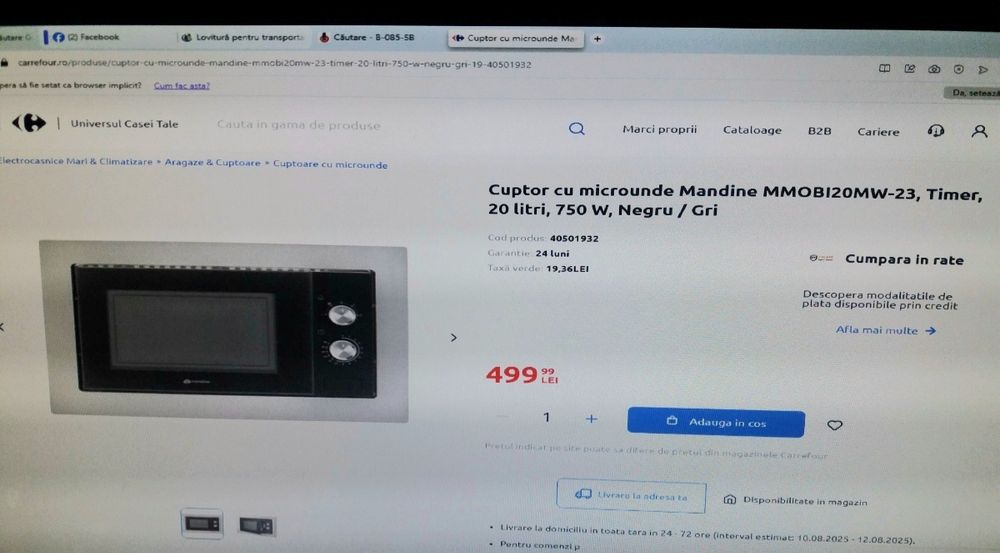 Cuptor cu microunde încorporabil  MANDINE 20 L750W NOU - 350 Lei