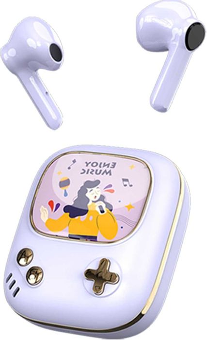 Забавни артистични детски безжични Bluetooth слушалки, розови, лилави