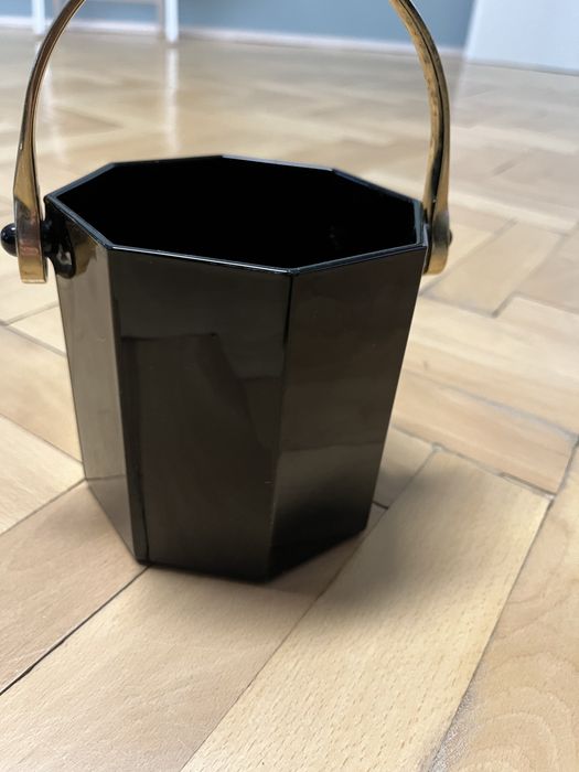 Френска ретро осмоъгълна ретро черна стъклена кофа за лед