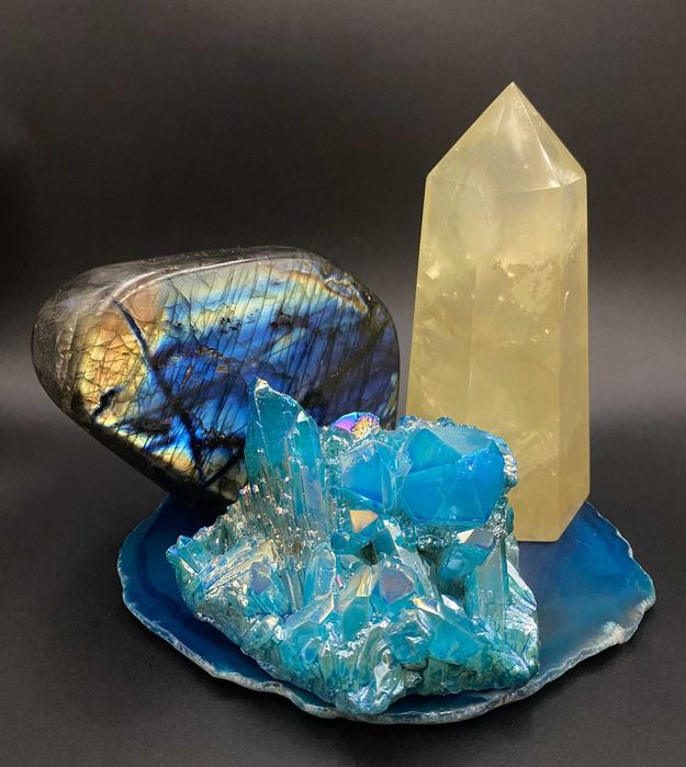 Decor Cristale - Labradorit&Citrin&Cuart Aura - Set Cristale