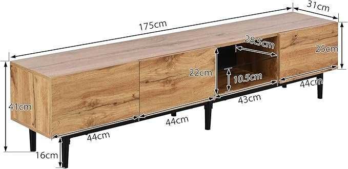 Comodă TV modernă cu lumini LED cu aspect de lemn(WF293120ANN)