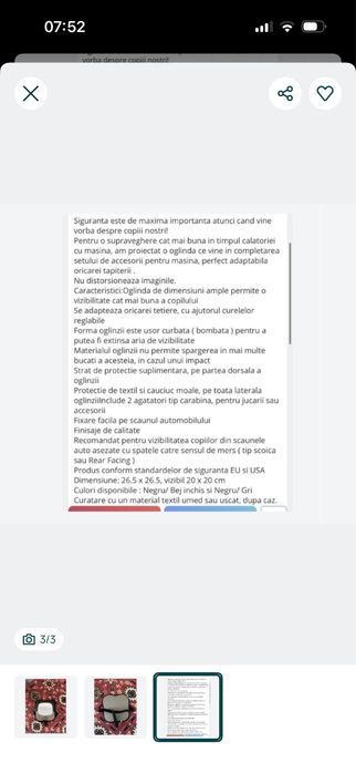 Oglinda auto supraveghere bebelusi