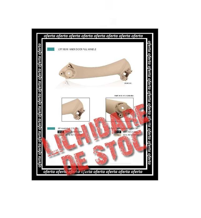 Maner Interior Usa Bmw Seria 3 E90 E91 E92 93+Capac Capitonaj Panoplie