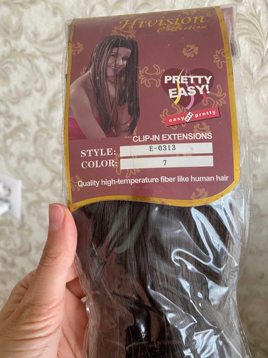 Волосы на заколках. Тон 7. Брюнет. 5500 тг.