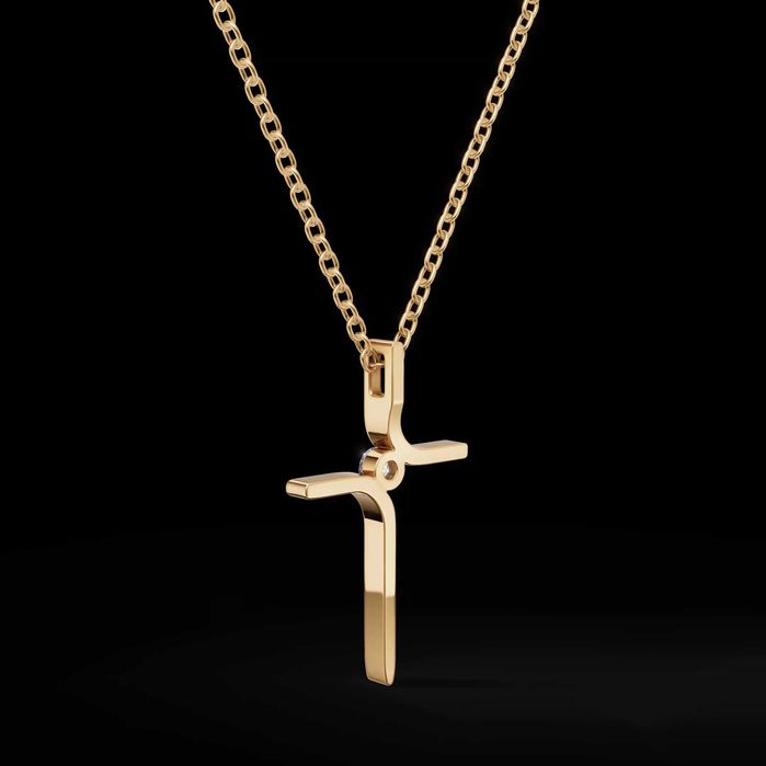 Елегантно златно кръстче с диамант