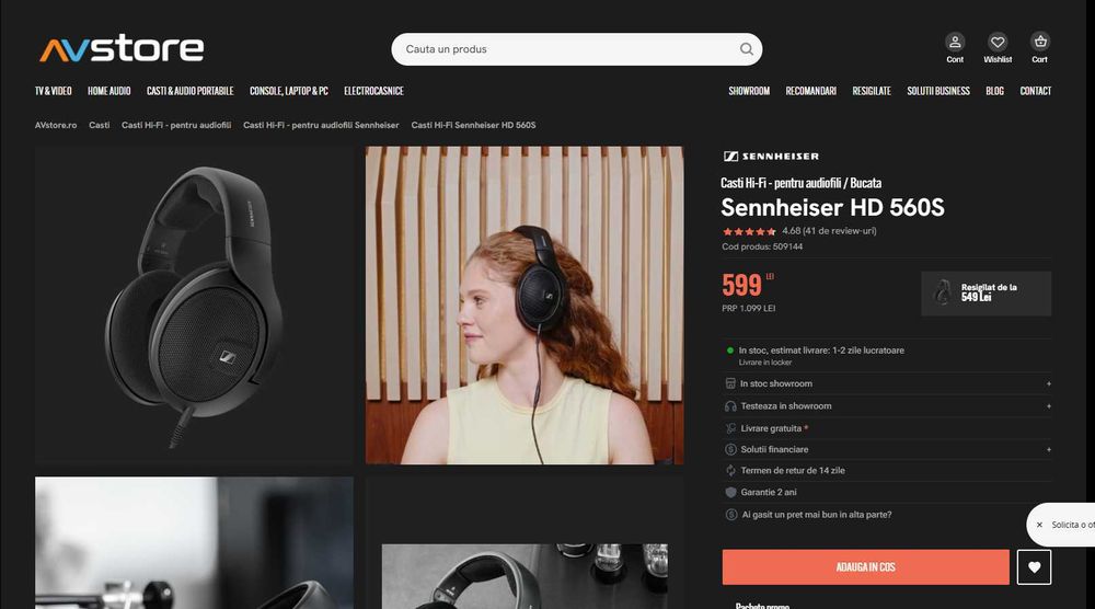 Casti Sennheiser HD 560S impecabile, factura, garantie.