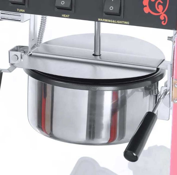 Aparat electric  pentru popcorn, 1.44 kW, roșu-argintiu, capac negru