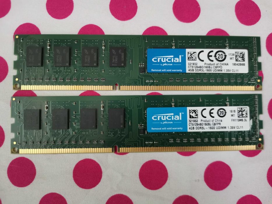 Kit Dual Chanel Memorie Ram Crucial 8 GB (2X4) DDR3L 1600Mhz Desktop.